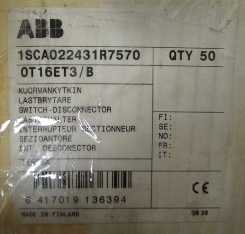 Abb ot16et3 3 pole 16 amp 600 v disconnect switch 0t16et3 *price per switch* for sale