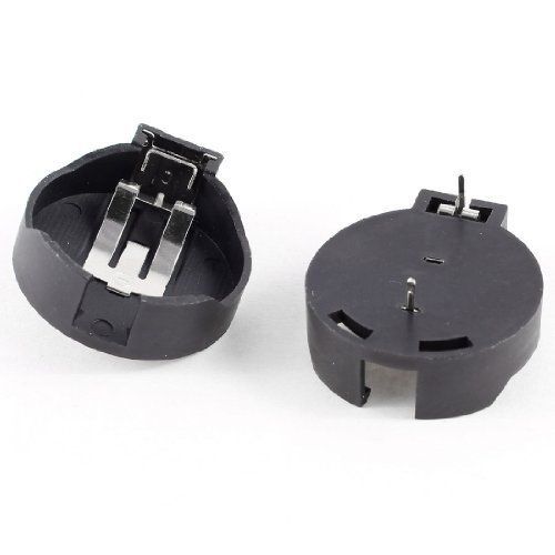 2 pcs cr2450 coin cell button battery socket holder case 2 pins black new for sale