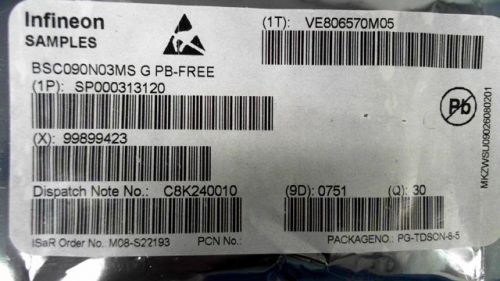 30-PCS N-CHANNEL 30V 48A INFINEON BSC090N03MSG 090N03