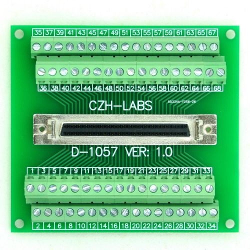 68-pin half-pitch/0.05&#034; d-sub female breakout board, dsub, scsi, terminal module for sale