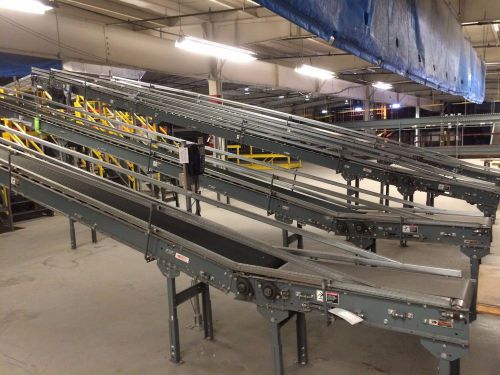 14&#034; Buschman Incline Power Flat Belt Conveyor 32&#039; Long,  30&#034; to 120&#034; High