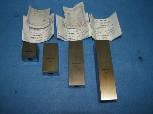 Mitutoyo 1.00&#034;, 2.00&#034;, 3.00&#034; &amp; 4.00&#034; Square Gage Blocks Grade-O