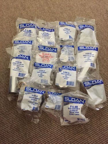 LOT OF SLOAN PARTS  FLUSHOMETER SPUD COUPLING &amp; FLANGE KIT 19 PC