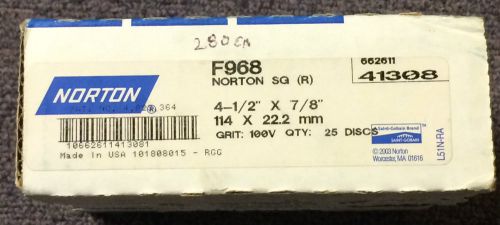 Norton 66261141308  4-1/2&#034;x 7/8&#034; f968  100v-grit discs sg, box of 25, new for sale