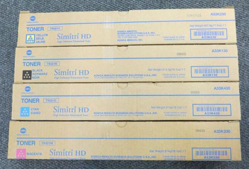 NEW Lot of 4 Genuine Konica Minolta Toner TN321C TN321M TN321Y TN321K