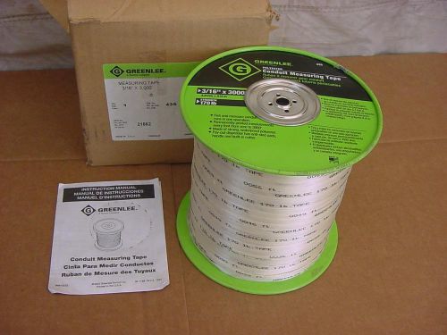 435 GREENLEE CONDUIT MEASURING TAPE 3/16&#034; X 3000&#039;  170LB STRENGTH --