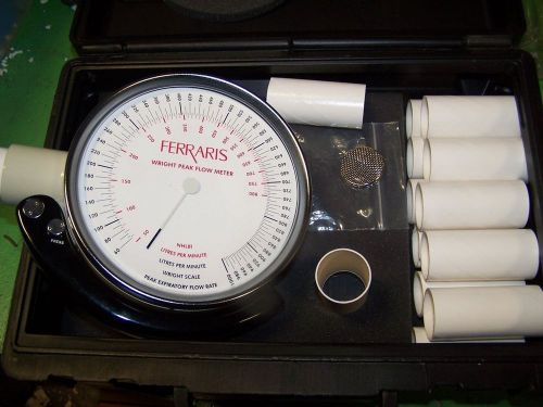 Nice Ferraris Wright Peak Flow Meter PF286 with case ,tubes,spare screen