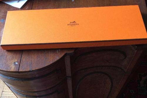 HERMES BOX AUTHENTIC EMPTY  15 1/4 x 5 x 3/4    MADE IN FRANCE ORANGE