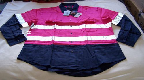 Ritemate Australia Mens Pink / Navy Long Sleeve Shirt 3M Reflective Size S New