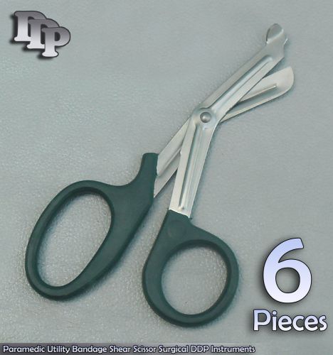 6Pcs Paramedic Utility Bandage Scissor7.25&#034; Dark Green  Handle DDP Instruments