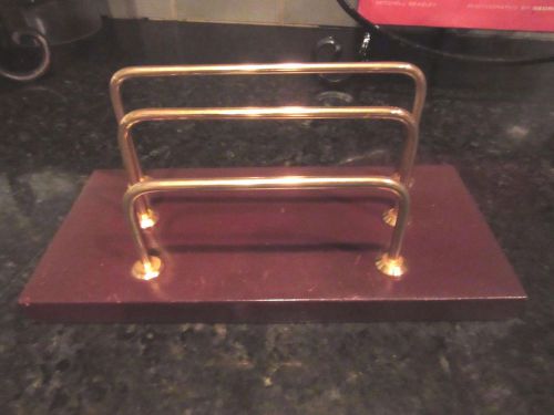 Marshall Fields LEATHER Brass LETTER envelope HOLDER Desk Made Italy 10 x 5 File