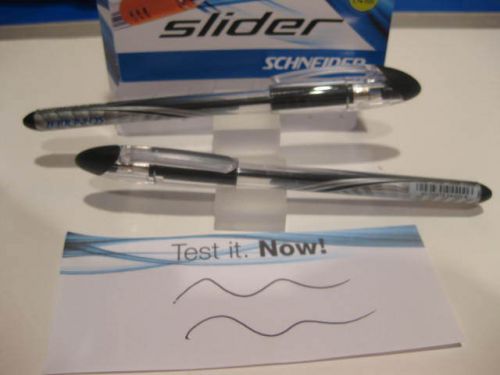 2 SCHNEIDER SLIDER VISCOGLIDE BLACK PENS-SMOOTH WRITING, QUICK DRYING-MED- .7MM