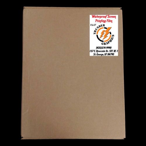 WATERPROOF INKJET SCREEN PRINTING FILM TRANSPARENCY 11&#034; X 17&#034; 100 SHEETS 4 MIL