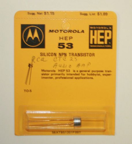 Motorola HEP 53 Silicon NPN Transistor TO-5 New Old Stock