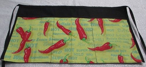 Waiter/waitress Server Waist Apron, CHILI PEPPERS IN YELLOW