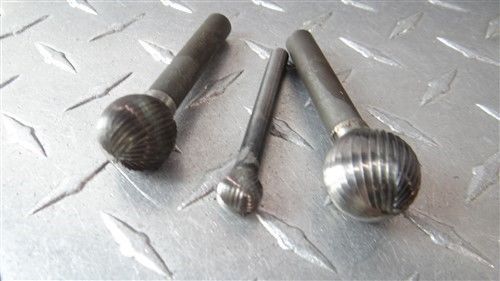 LOT OF 3 SOLID CARBIDE BURRS DE-BURRING TOOLS 7/16&#034; 3/4&#034; 27/32&#034;HUFF