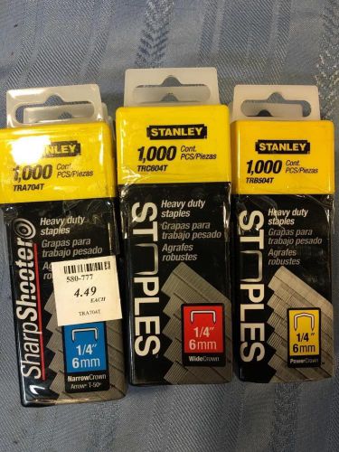 Stanley staples 1000 ct 1/4&#034; 6mm tra704ct trc604t trb504t lot of 8