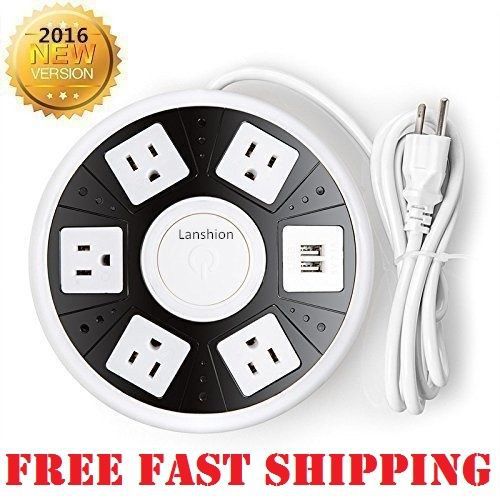 Professional Power Strip Lanshion Smart 5-Outlet 2-USB UFO Shape Surge Protector