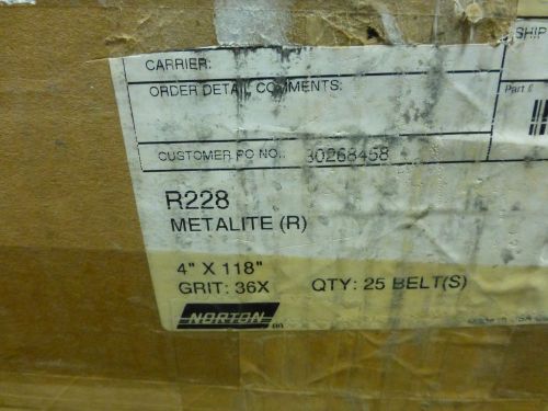 ABRASIVE BELT 4&#034; WIDEx118&#034; LONG 36 GRIT ALUMINUM OXIDE NORTON USA NEW $5.00