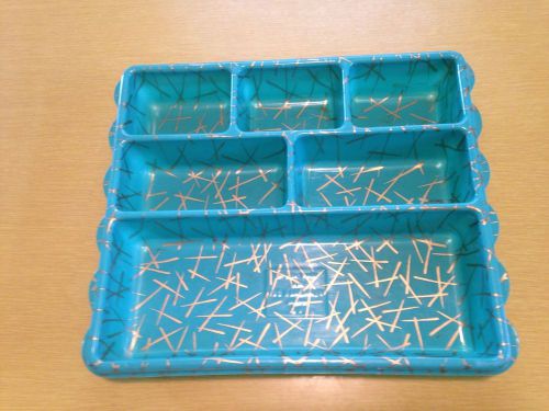 Vintage desk drawer organizer plastic blue green max klein inc. for sale