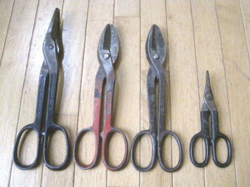 Vintage lot of (4) tin snips / shears - (2) wiss, craftsman, crescent for sale