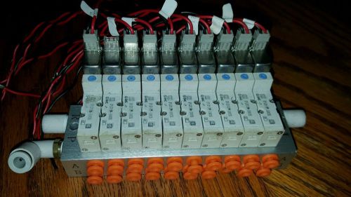 SMC 3 PORT AIR SOLENOID VALVES 10-SYJ324R-5LZ-X16  (10 Valves and Manifold Assem