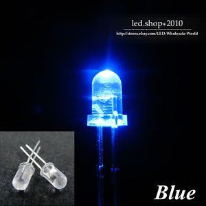 100 pcs Superbright 5mm 2pin Round top Blue Light-emitting Diode Lamps To DIY