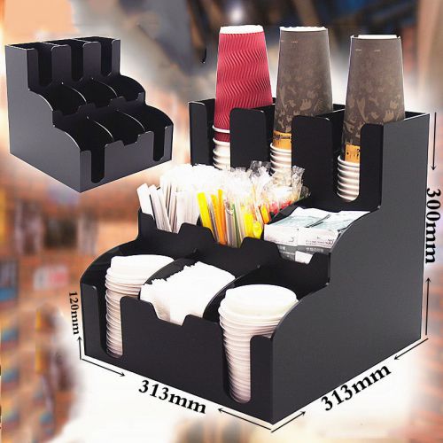 Coffee Condiment Cup Dispenser Organizer Holder Caddy Beverage Coffee Cups Rack