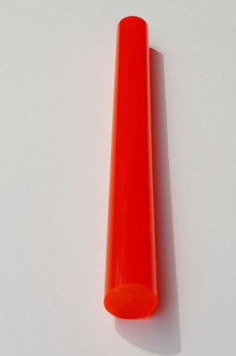 1 1/4” DIAMETER 12” INCH LONG ORANGE ACRYLIC FLUORESCENT PLASTIC COLOR ROD CLEAR