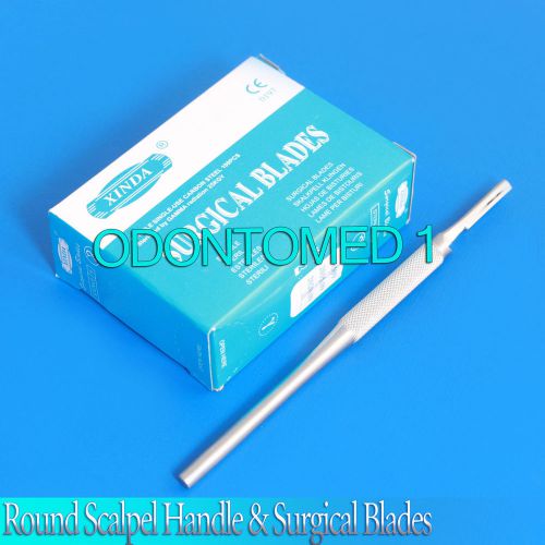 100 STERILE SURGICAL BLADES #10 #15 WITH FREE ROUND SCALPEL KNIFE HANDLE #3