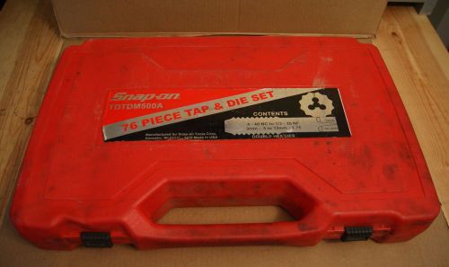 Snap On Tools 76pc Tap &amp; Die Set 4x40NC-1/2x20NF 3mmx.5-12mmx1.75 USA TDTDM500A