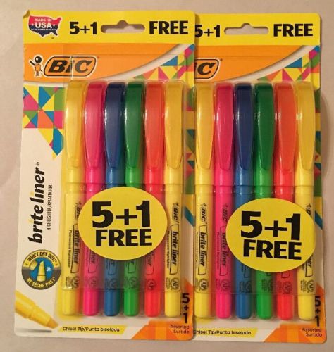 BIC - Brite Liner Highlighter, Chisel Tip, Fluorescent - 5+1 Set - 2 PACKS