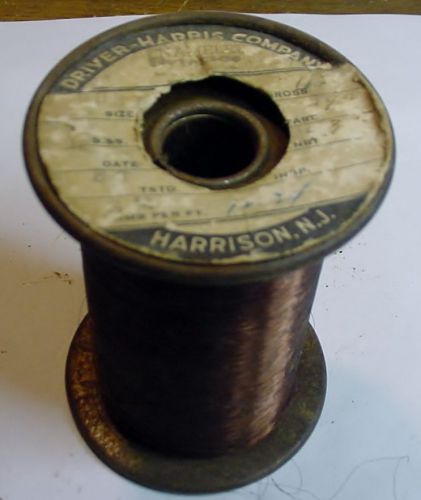 Vintage Spool Enamellee Magnet wire s# 39, 0.0037”. 9.8 Oz Wt. By Driver-Harriis