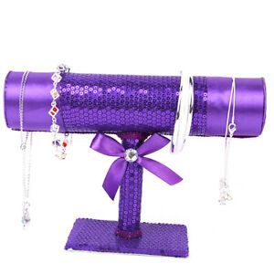 Purple Sequin T-bar Jewelry Bracelet Bangle Cuff Watch Display Stand Holder