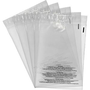 100 10x13 Suffocation Warning Clear Poly Self Seal Bags 1.5 mil