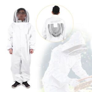 1x Beekeeping Suit w/Supporting Veil Professional Cotton Full Body Hood-XXL Size