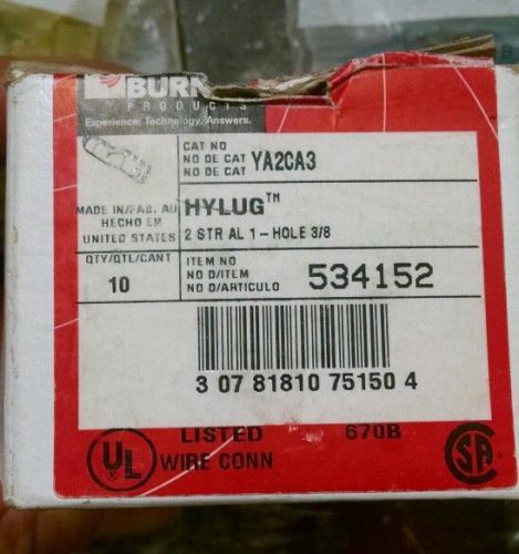 Burndy ya2ca3 al compression terminal,1 hole,2 awg for sale