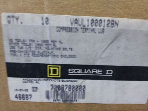 SQUARE D VAUL100012BN NEW IN BOX 750-1000 MCM AL CRIMP LUG 2 BOLT HOLE #B67