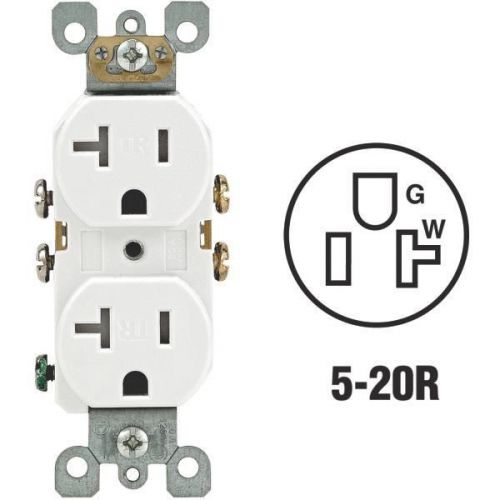 20A Tamper-Resistant Grounded Duplex Outlet-20A WHITE TAMP RES RECEP