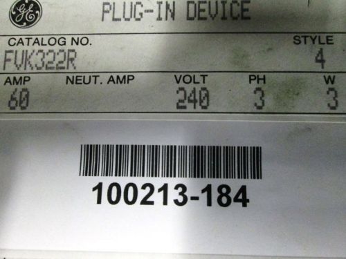 GE Flex A Plug FVK322R 60 amp 240 vac 3p3w new old stock