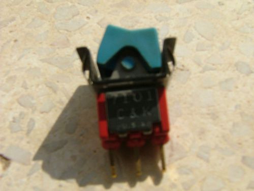 Vintage MINI C&amp;K 7101 ON/ON SP ROCKER MINIATURE TOGGLE SWITCH Blue RED 0.4VA