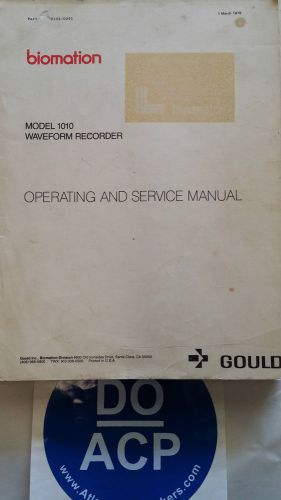 BIOMATION MODEL 1010 WAVEFORM RECORDER OPERATING &amp; SERVICE MANUAL R3-S31