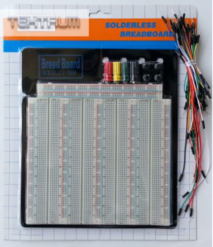 TEKTRUM EXTERNALLY POWERED SOLDERLESS 3220 TIE-POINTS BREADBOARD W/ JUMPER WIRES