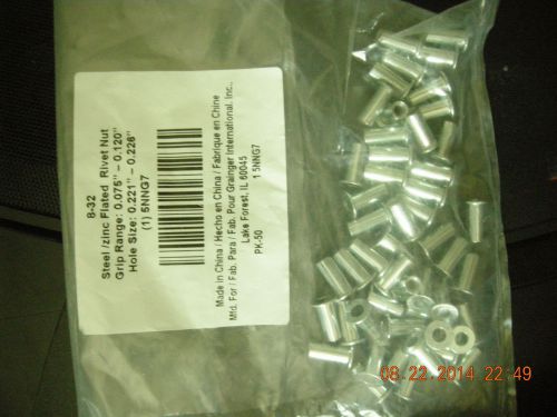 50 ~ Rivet Nut&#039;s ~ 5NNG7 ~ Flanged ~ Zinc ~ 8-32 x 0.500