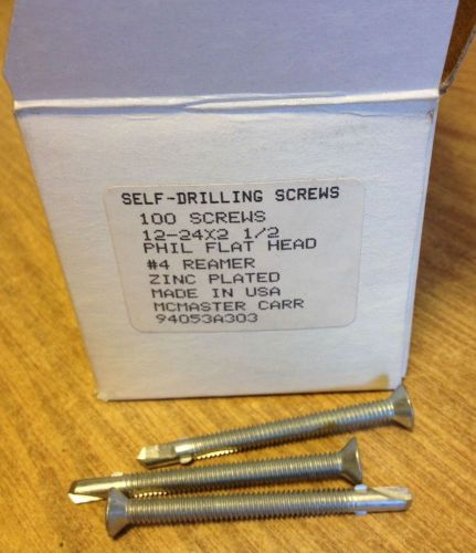 Self-Drilling Screws 12-24 x 2-1/2&#034; #4Reamer Phillips Head Zinc Plated 100 Count