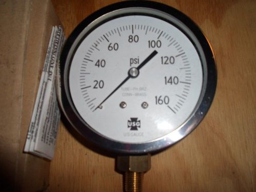 US GAUGE 0-160 PSI,  BOTTOM MOUNT GAUGE (NEW IN BOX)