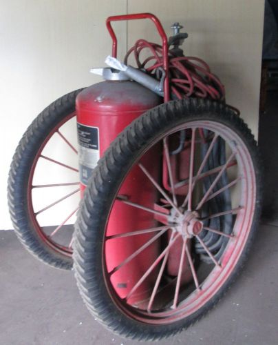 VINTAGE FIRE EXTINGUISHER ROLLING CART  CLASS B / C FIRE WHEELS