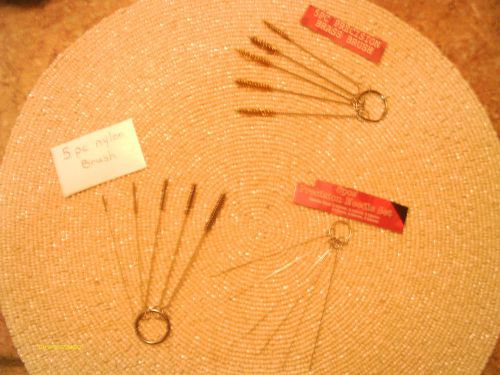 New (3) BRUSH sets W/RING BRASS,  NYLON w/ STIFF BRISTLES and PRECISION NEEDLE