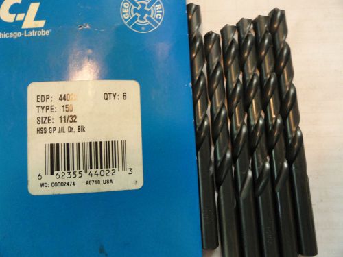 C-l 11/32&#034; jobbers length high speed drill bits, 44022 for sale