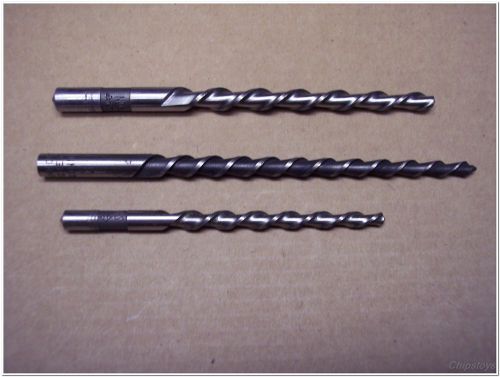 Lot of 3 HSS Various Size, Regular Spiral Tapered Drill Bits, Spire)(, Gammons